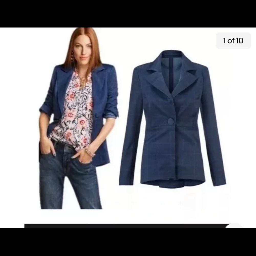 Cabi 5475 windowpane check blue blazer 0